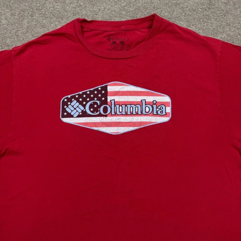 Columbia Mens Shirt Red Large Short Sleeve Outdoor Outdoor Adult Fishing Hiking - Picture 3 of 7